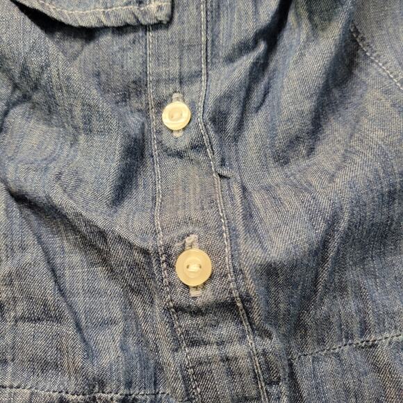 Hollister  Small Blue Button Up Off The Shoulder Dress - Picture 3 of 5